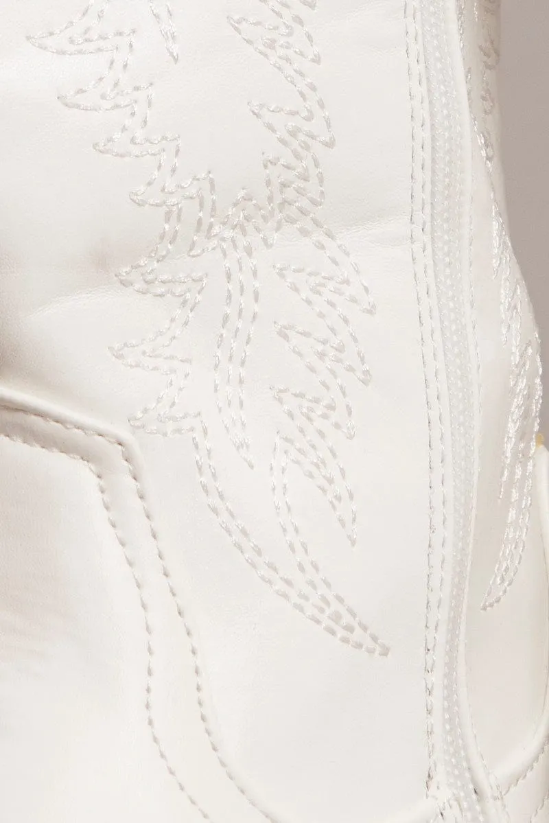 White Embroidered Cowboy Boots sold by Ally Fashion product image thumbnail 4
