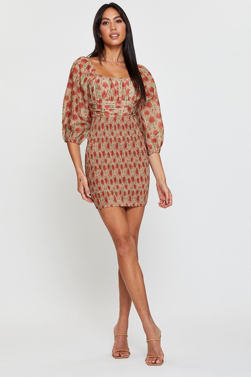 Print Mini Dress Long Sleeve Bodycon sold by Ally Fashion product image thumbnail 3