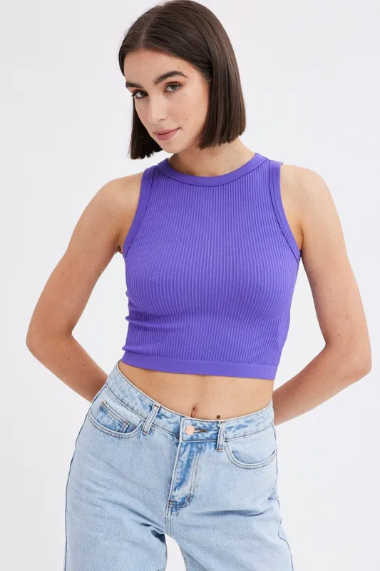 Purple Tank Top Crew Neck Seamless sold by Ally Fashion