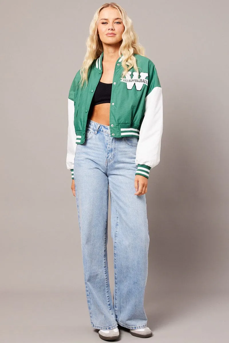 Green NYC Varsity Bomber Jacket sold by Ally Fashion product image thumbnail 2