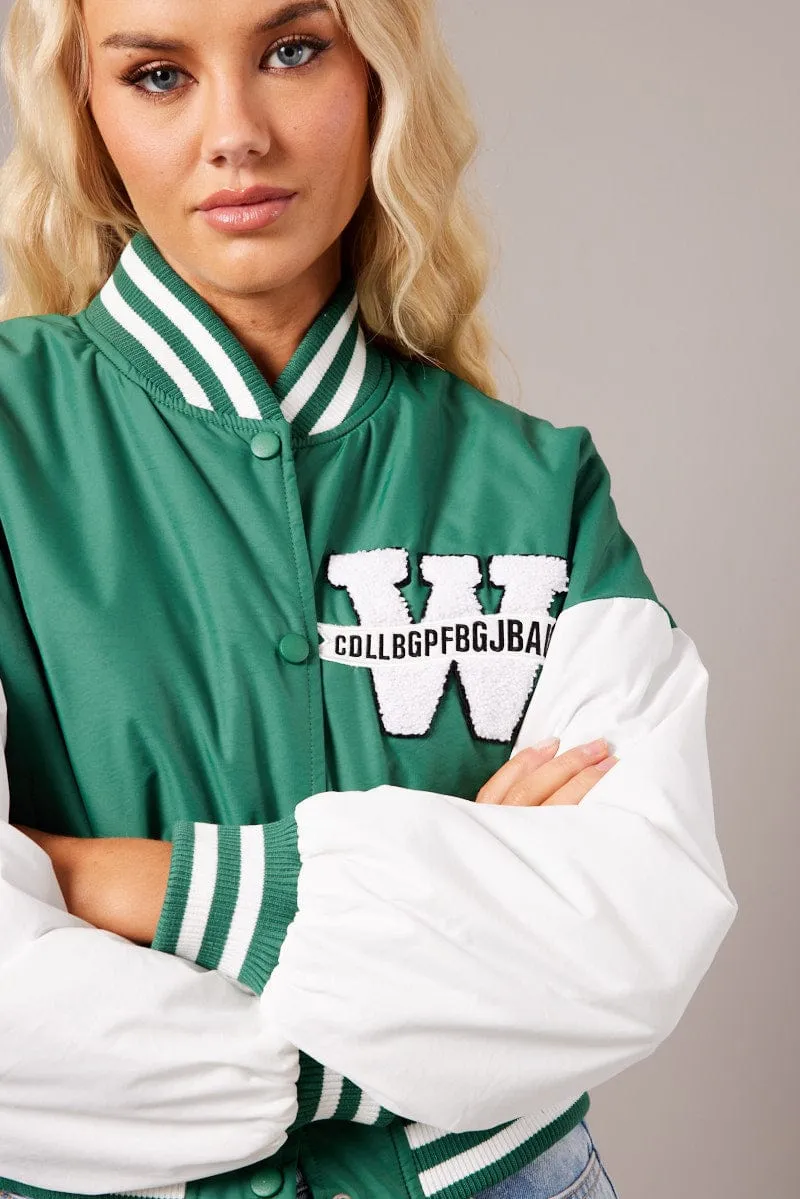 Green NYC Varsity Bomber Jacket sold by Ally Fashion product image thumbnail 3