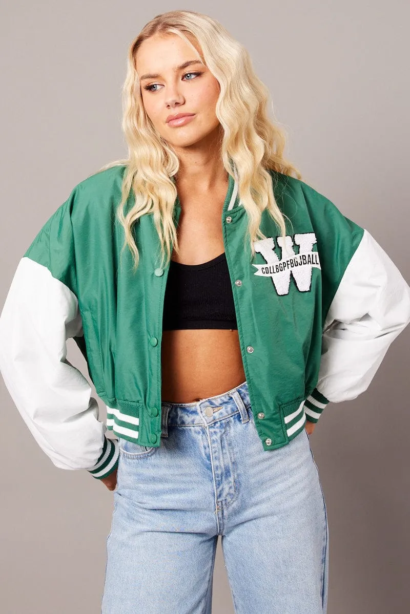 Green NYC Varsity Bomber Jacket sold by Ally Fashion