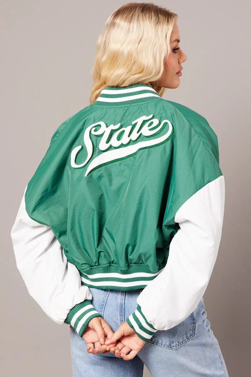 Green NYC Varsity Bomber Jacket sold by Ally Fashion product image thumbnail 5