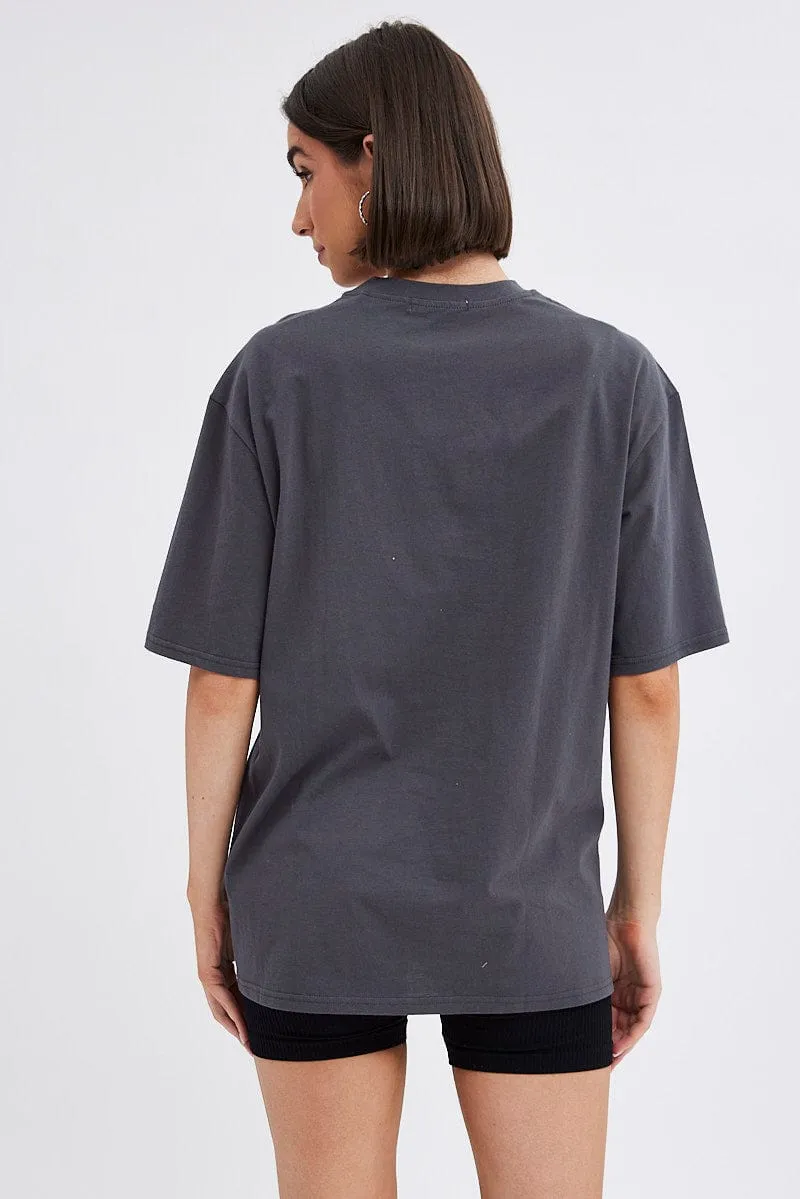 Grey T Shirt Short Sleeve Crew Neck sold by Ally Fashion product image thumbnail 5