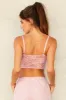 Pink Corset Top Sleeveless Sweetheart Crop Garter Lace sold by Ally Fashion