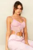 Pink Corset Top Sleeveless Sweetheart Crop Garter Lace sold by Ally Fashion