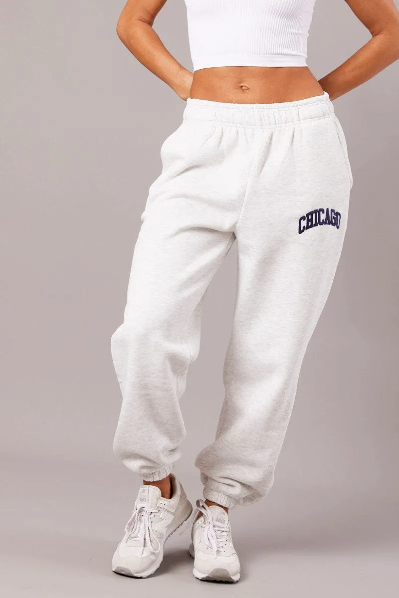 Grey Track Pants High Rise sold by Ally Fashion product image thumbnail 2