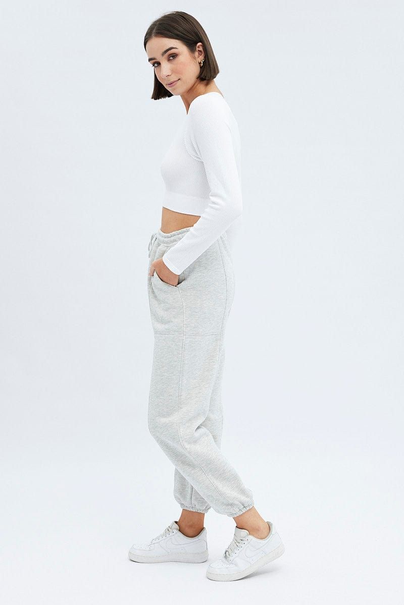 Grey Track Pants High Rise Jogger sold by Ally Fashion product image thumbnail 4
