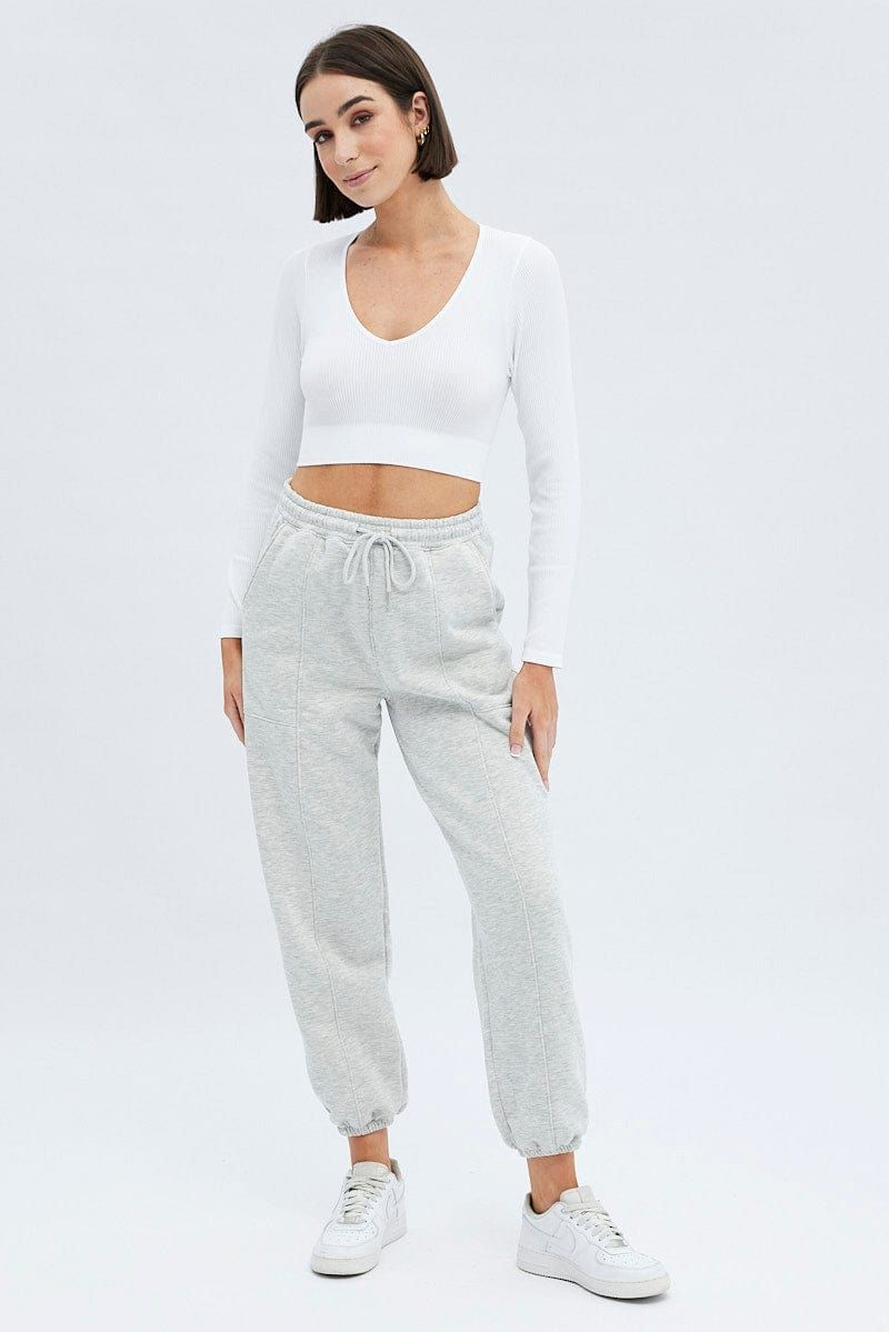 Grey Track Pants High Rise Jogger sold by Ally Fashion