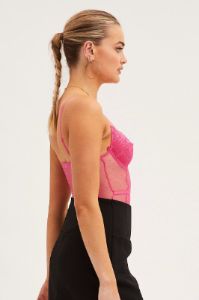 Pink Bodysuit Sleeveless Sweetheart Lace Jersey sold by Ally Fashion