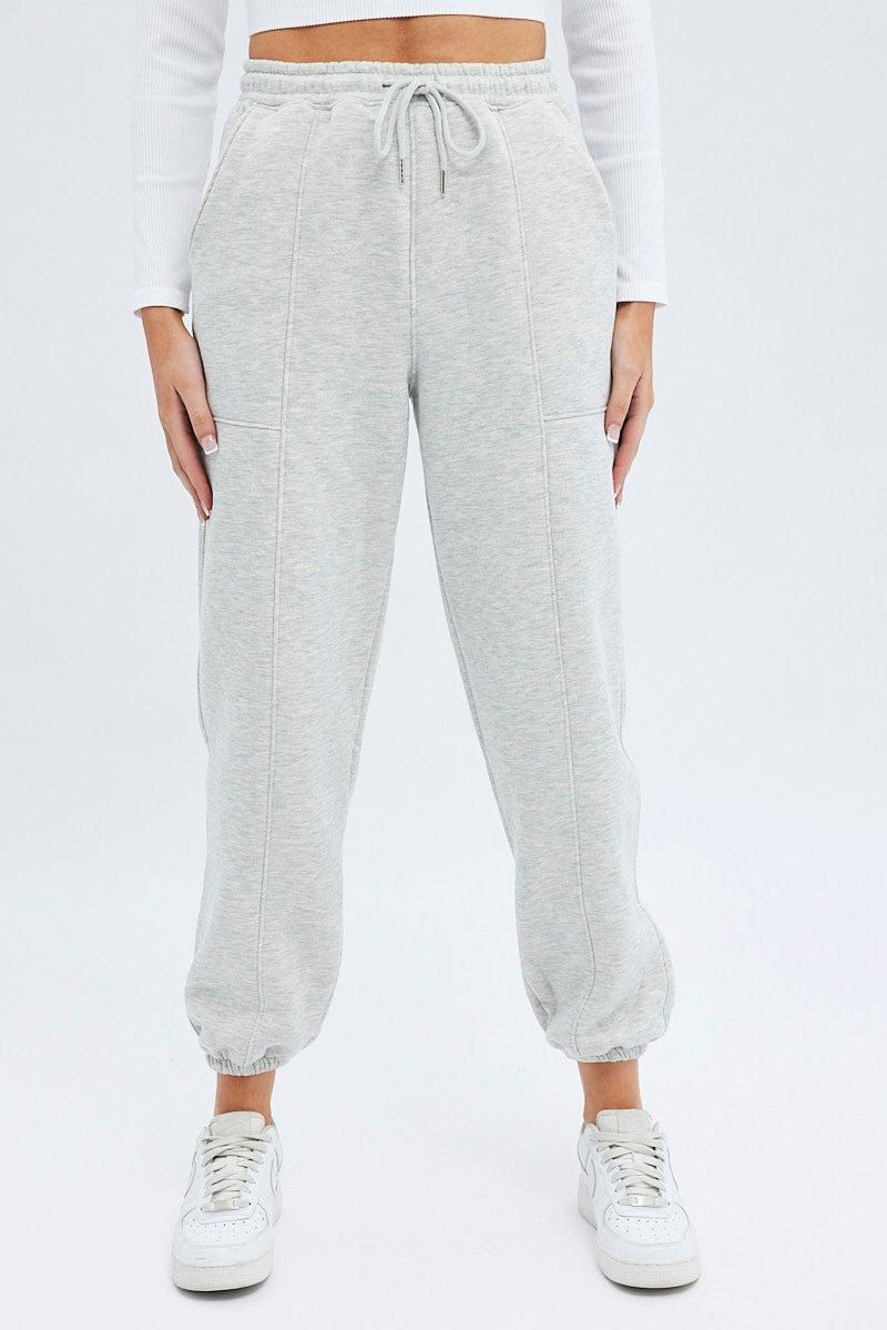 Grey Track Pants High Rise Jogger sold by Ally Fashion product image thumbnail 2