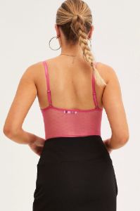 Pink Bodysuit Sleeveless Sweetheart Lace Jersey sold by Ally Fashion