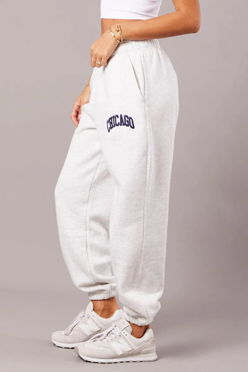 Grey Track Pants High Rise sold by Ally Fashion product image thumbnail 4