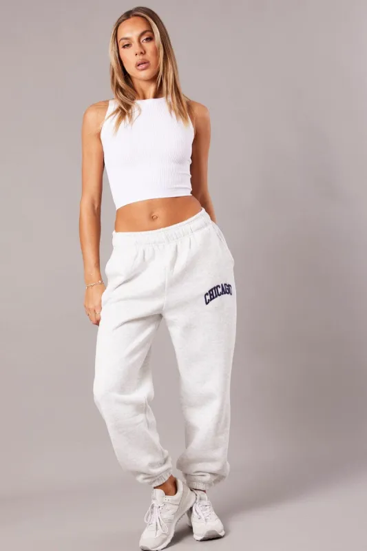 Grey Track Pants High Rise sold by Ally Fashion