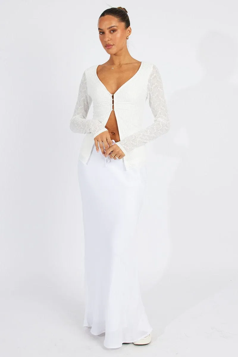 White Textured Top Long Sleeve sold by Ally Fashion product image thumbnail 2