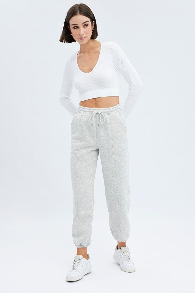 Grey Track Pants High Rise Jogger sold by Ally Fashion product image thumbnail 3