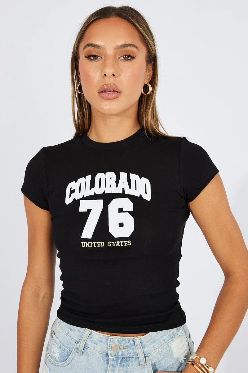 Black Graphic Tee Short Sleeve sold by Ally Fashion product image thumbnail 3