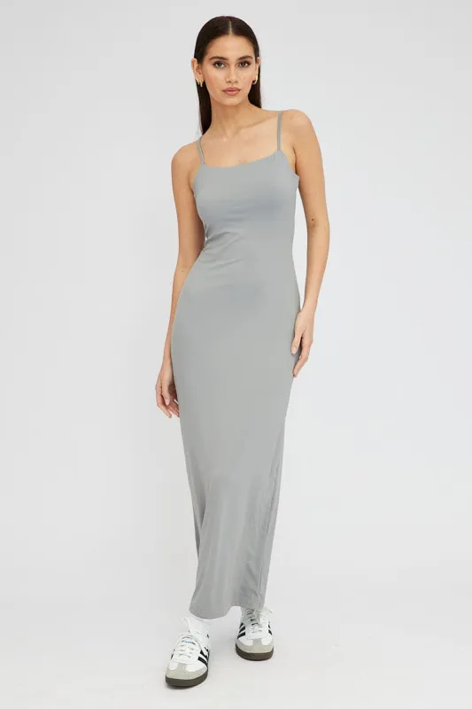 Grey Supersoft Maxi Dress Sleeveless sold by Ally Fashion