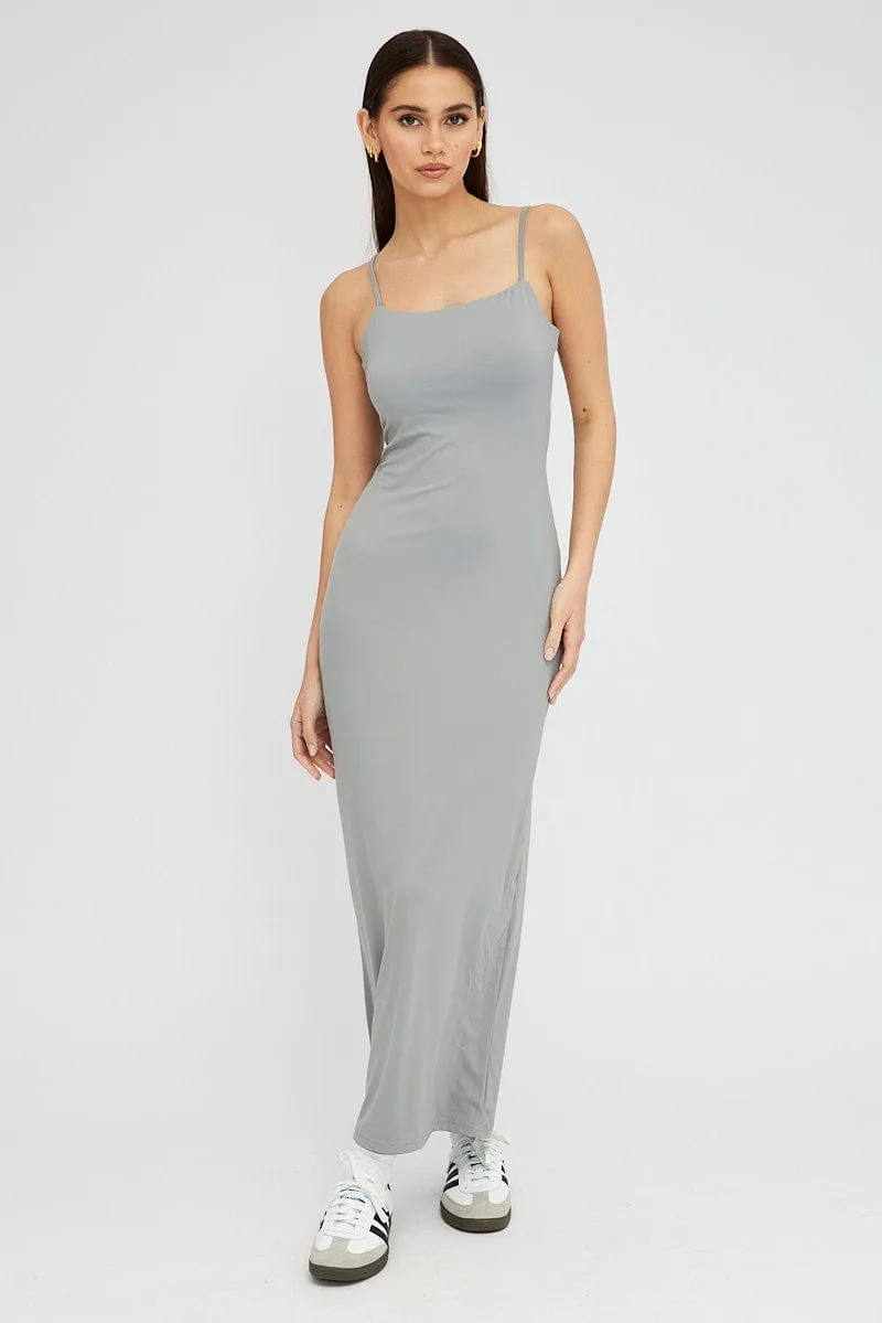 Grey Supersoft Maxi Dress Sleeveless sold by Ally Fashion