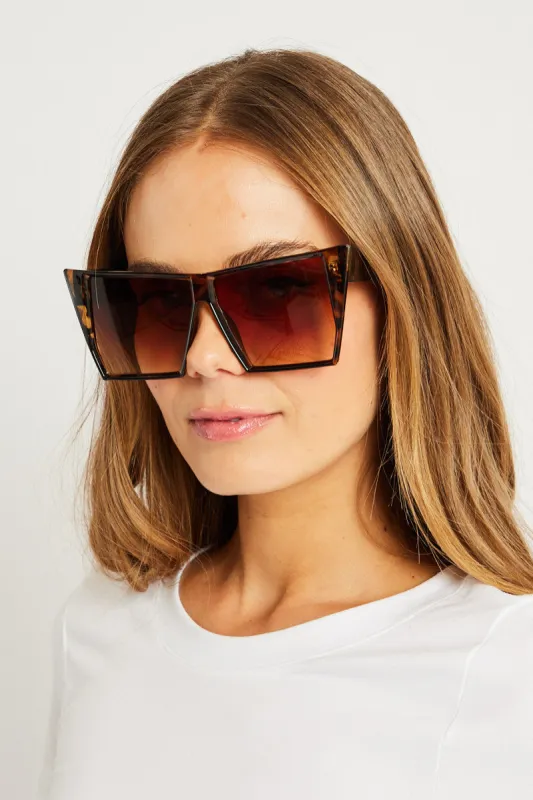 Brown Oversized Squared Sunglasses sold by Ally Fashion
