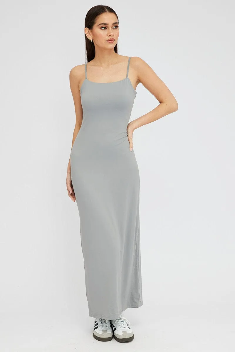 Grey Supersoft Maxi Dress Sleeveless sold by Ally Fashion product image thumbnail 3