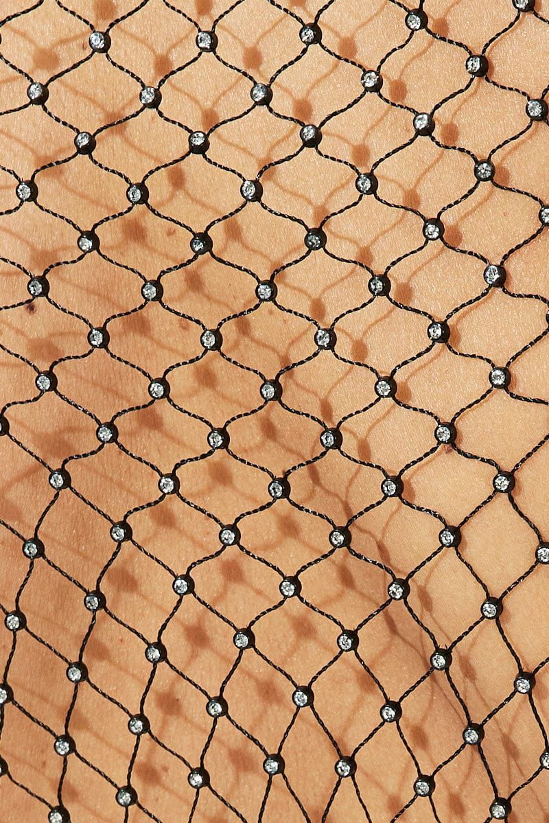 Black Rhinestone Mesh Fishnet Top sold by Ally Fashion product image thumbnail 6
