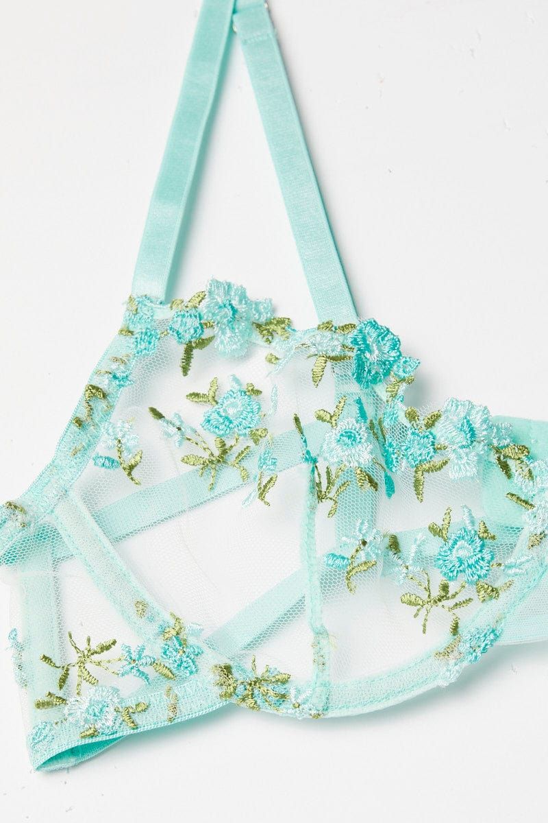Green Floral Embroidery Lingerie Set sold by Ally Fashion product image thumbnail 2