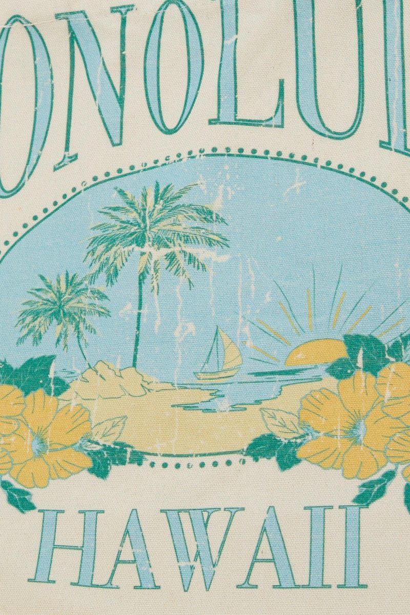 Print Honolulu Hawaii Beach And Palms Graphic Tote Bag sold by Ally Fashion product image thumbnail 5