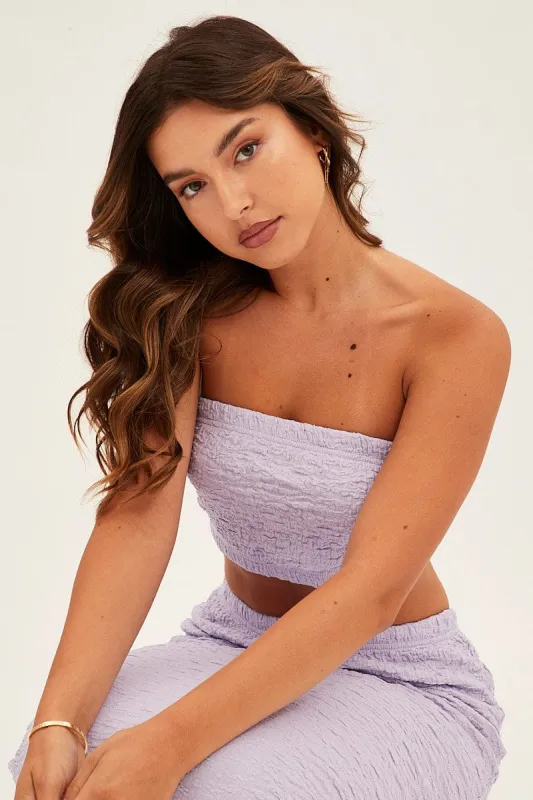 Purple Bandeau Top Textured sold by Ally Fashion