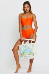 Print Honolulu Hawaii Beach And Palms Graphic Tote Bag sold by Ally Fashion