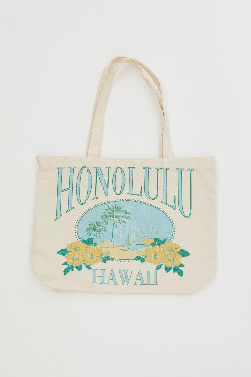 Print Honolulu Hawaii Beach And Palms Graphic Tote Bag sold by Ally Fashion product image thumbnail 2
