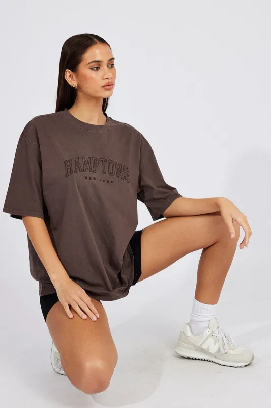 Brown Graphic Tee Short Sleeve Jersey Embroidered sold by Ally Fashion