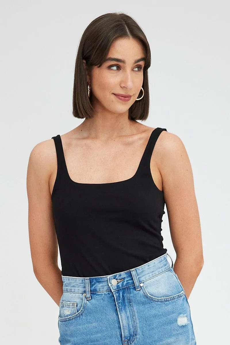 Black Tank Top Sleeveless Square Neck sold by Ally Fashion product image thumbnail 3
