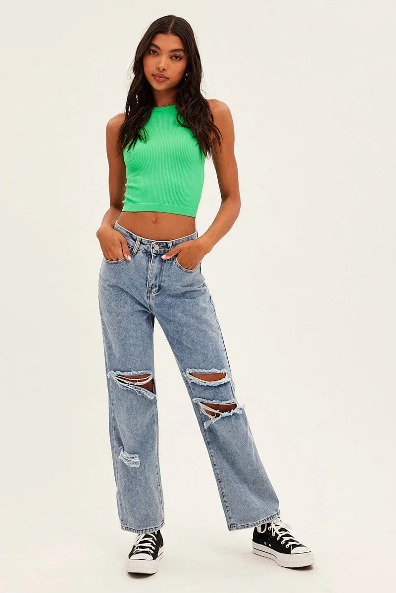 Green Tank Top Crew Neck Seamless sold by Ally Fashion product image thumbnail 2
