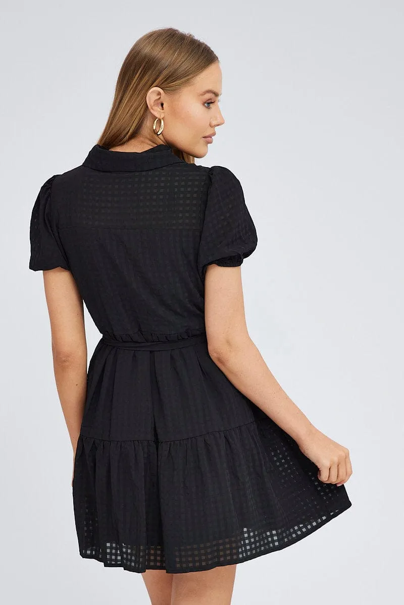 Black Shirt Dress Short Sleeve Tiered sold by Ally Fashion product image thumbnail 5
