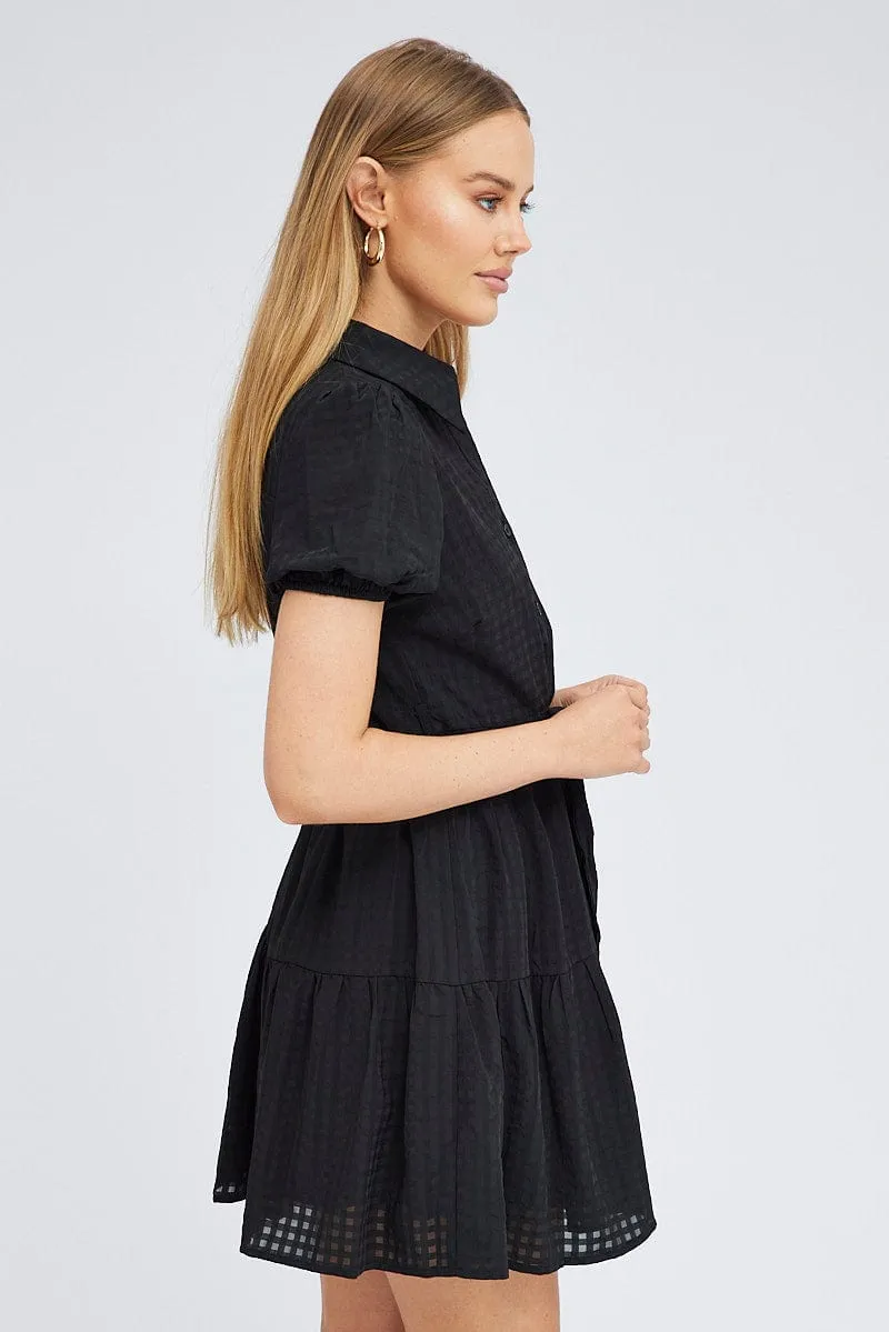 Black Shirt Dress Short Sleeve Tiered sold by Ally Fashion product image thumbnail 4
