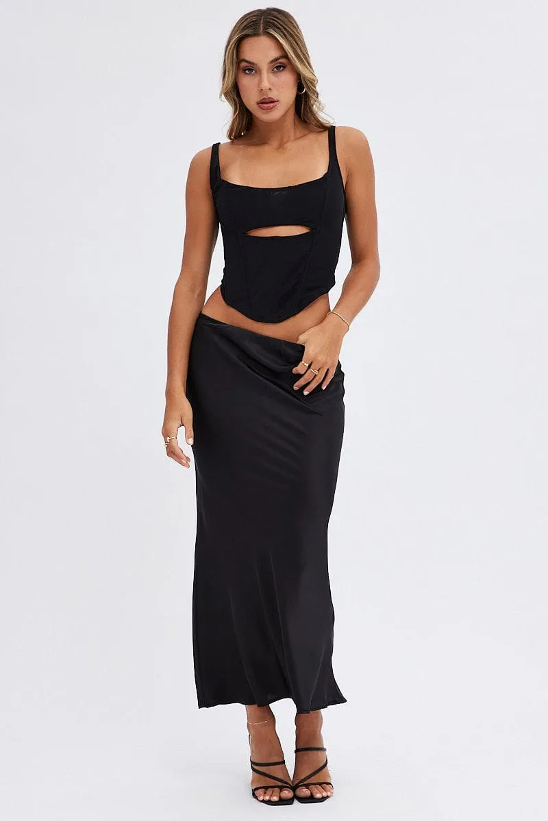 Black Corset Tank Top Tie Lace Back sold by Ally Fashion product image thumbnail 2