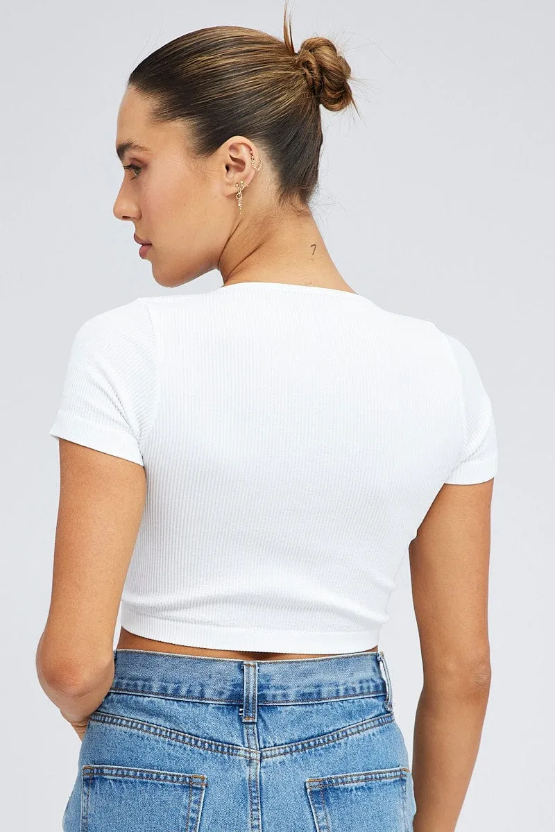 White T Shirt Short Sleeve V Neck Seamless sold by Ally Fashion product image thumbnail 5
