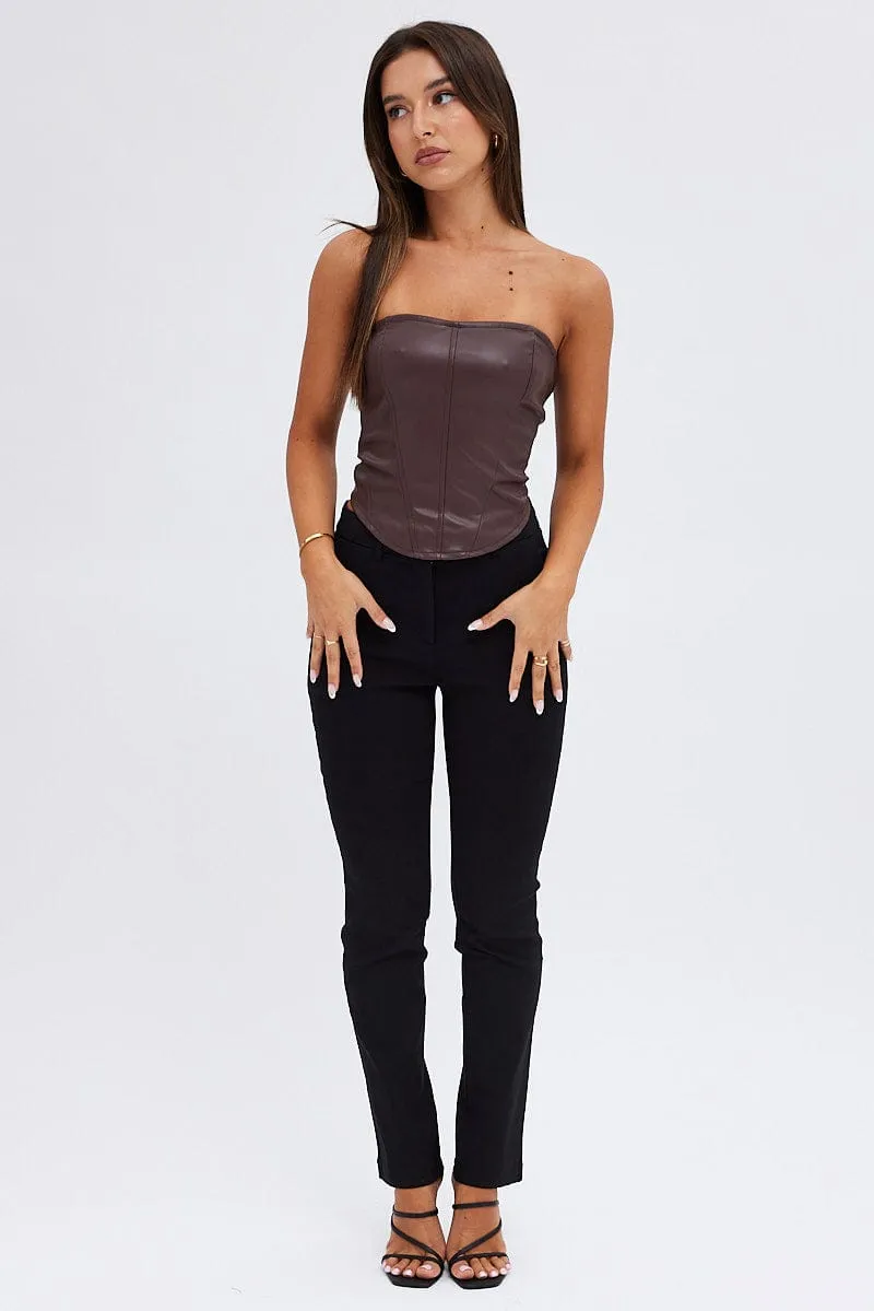 Brown Corset Sleeveless Strapless Longline Faux Leather sold by Ally Fashion product image thumbnail 2