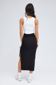 Black Midi Skirt High Rise Ribbed sold by Ally Fashion