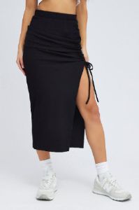Black Midi Skirt High Rise Ribbed sold by Ally Fashion