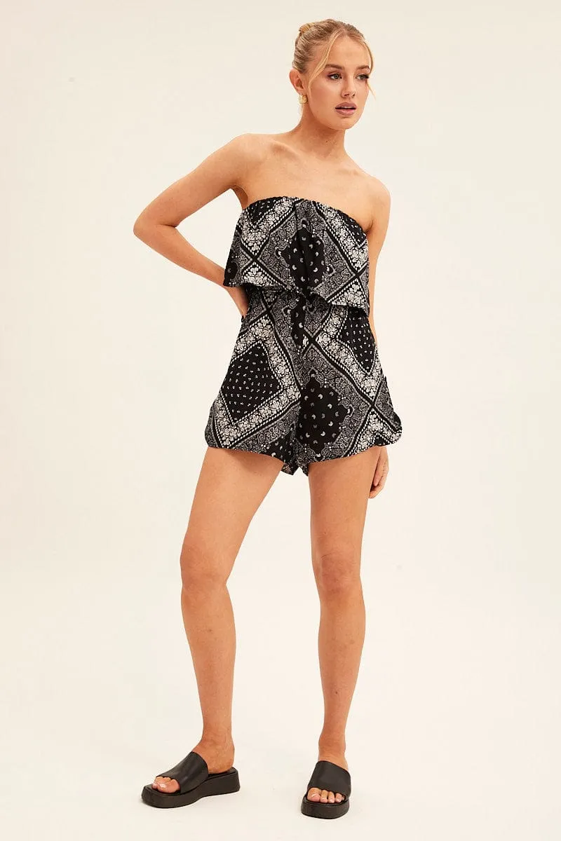 Black Boho Peasant Playsuit Boob Tube sold by Ally Fashion product image thumbnail 2