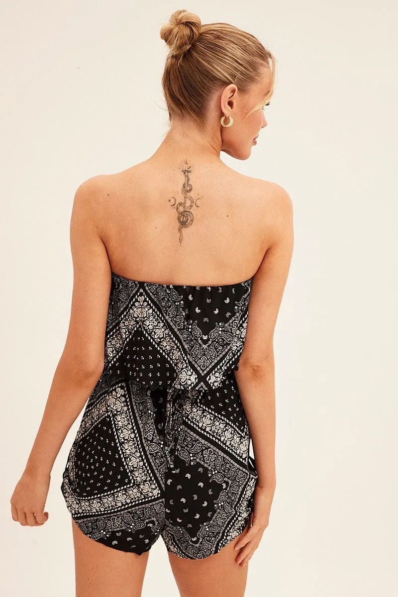 Black Boho Peasant Playsuit Boob Tube sold by Ally Fashion product image thumbnail 5