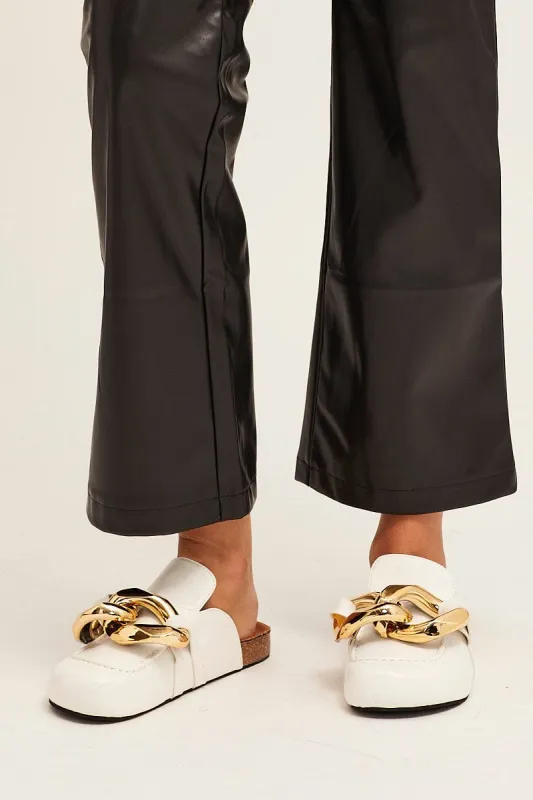 White Chain Flat Mules sold by Ally Fashion