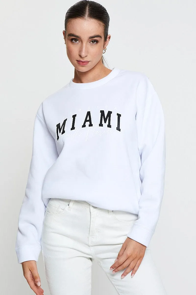 White Graphic Sweater Long Sleeve sold by Ally Fashion product image thumbnail 3
