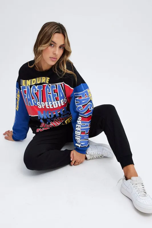 Black Track Pants High Rise Jogger sold by Ally Fashion