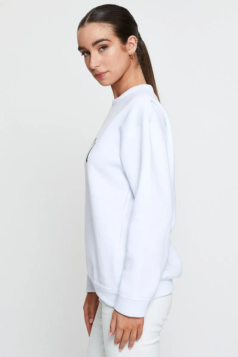 White Graphic Sweater Long Sleeve sold by Ally Fashion product image thumbnail 4