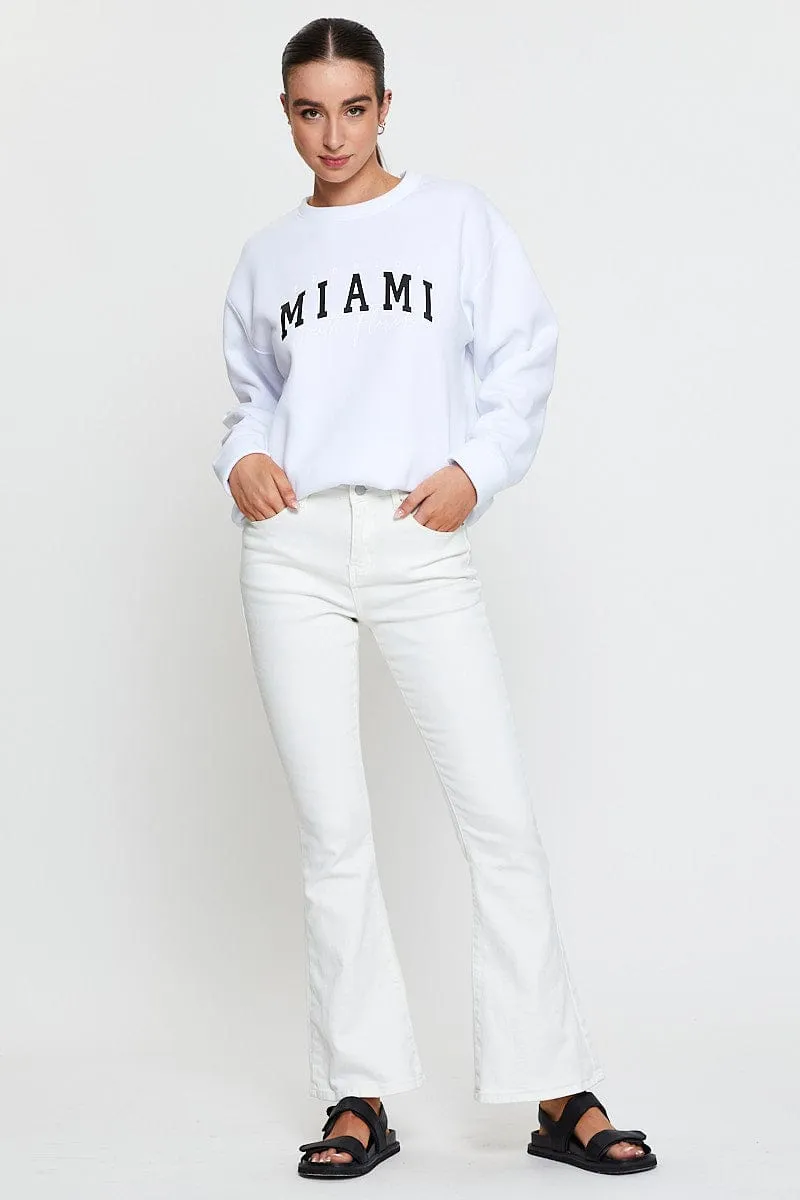 White Graphic Sweater Long Sleeve sold by Ally Fashion product image thumbnail 2