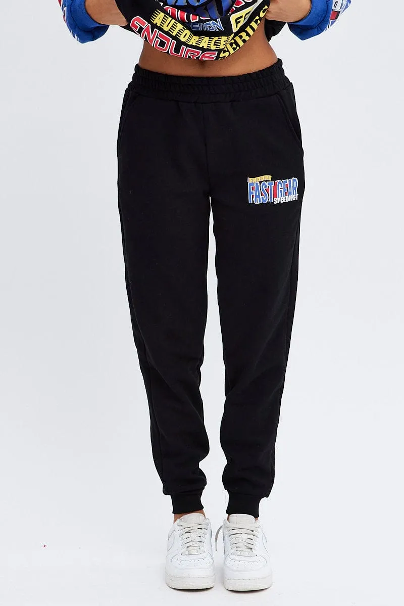 Black Track Pants High Rise Jogger sold by Ally Fashion product image thumbnail 2