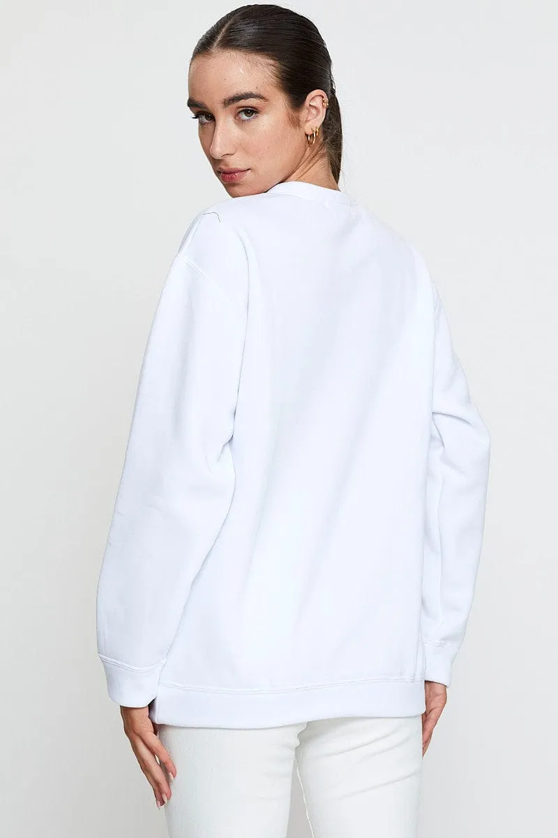White Graphic Sweater Long Sleeve sold by Ally Fashion product image thumbnail 5